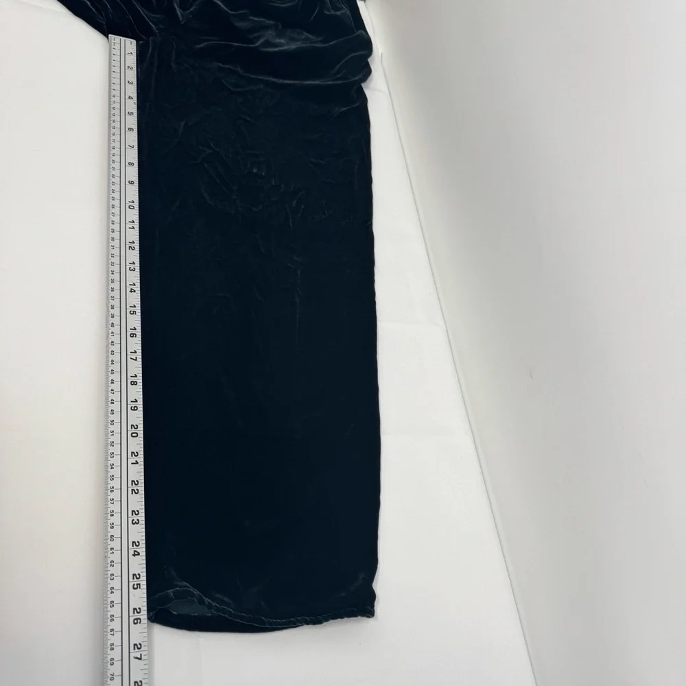 Eileen Fisher Size L Pants High Waist Elastic Waist Green Velvet Silk Blend